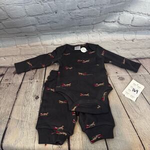 Nordstrom Christmas Santa & Reindeer Bodysuit and Pants Set